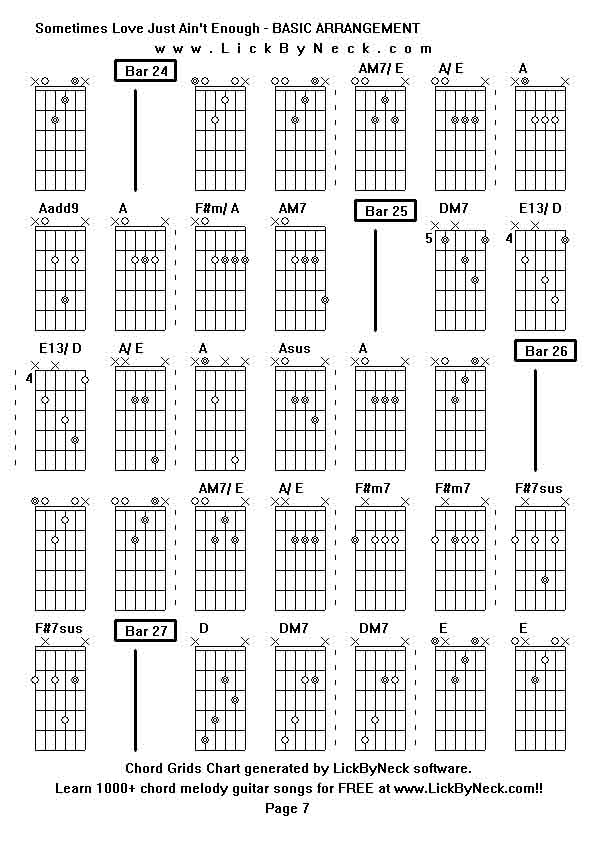 Chord Grids Chart of chord melody fingerstyle guitar song-Sometimes Love Just Ain't Enough - BASIC ARRANGEMENT,generated by LickByNeck software.